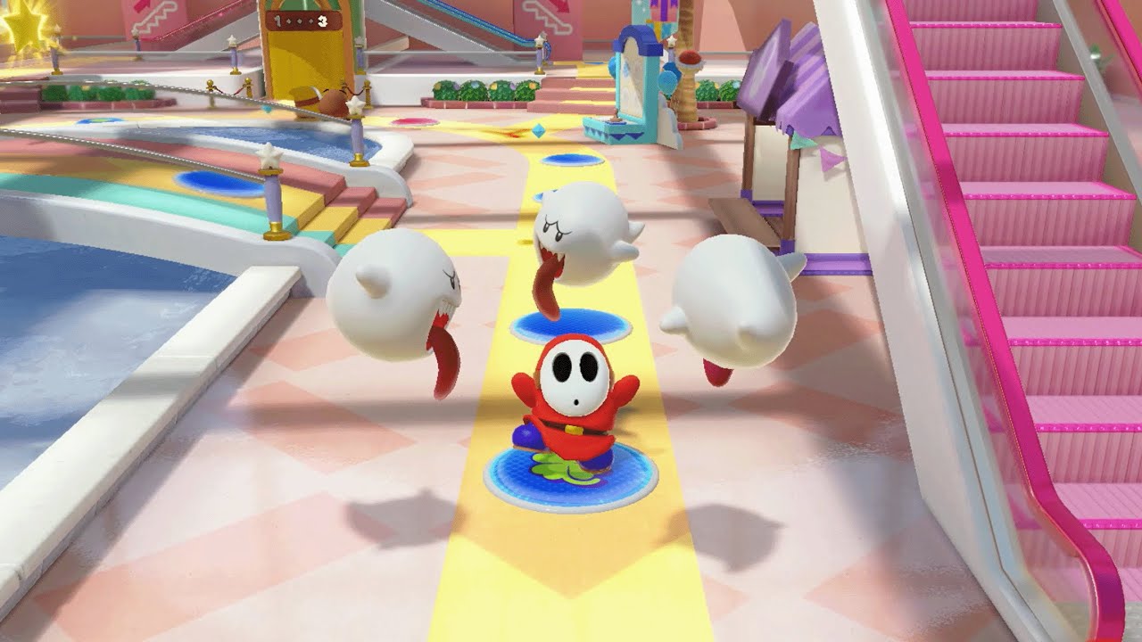 Super Mario Party Jamboree - Mario vs Toadette vs Shy Guy vs Koopa - Rainbow Galleria (Mario Party)
