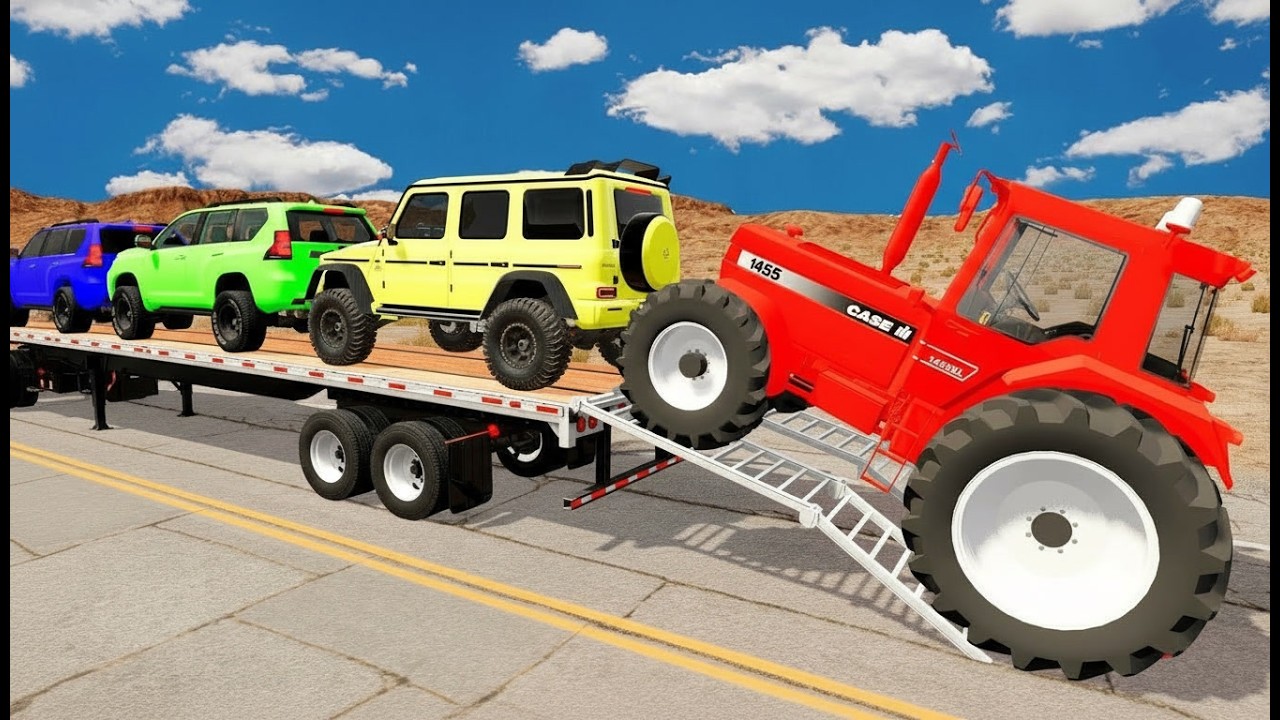Flatbed Truck Mcqueen | Transportation with Truck - Pothole vs Car #1 - BeamNG.Drive