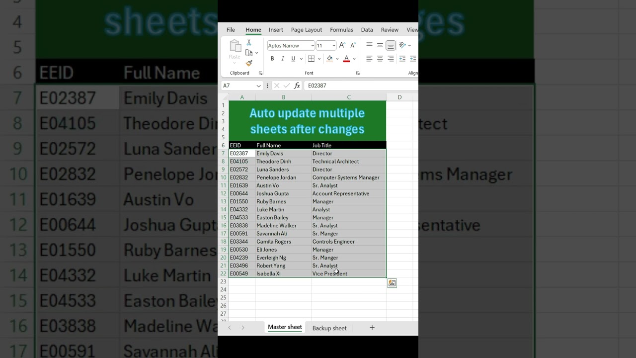 Link 2 sheets to update simultaneously! #exceltips #exceltricks #excelhacks #excel #exceltutorial