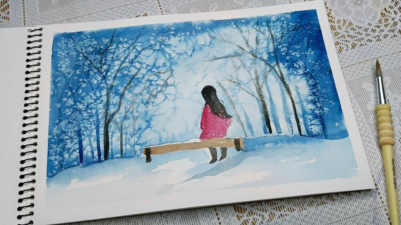 Easy Watercolor Winter Landscape for Beginners ❄️🎨