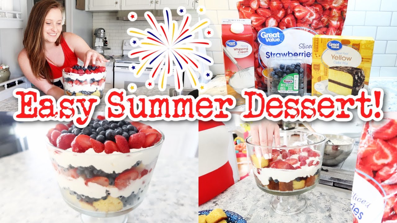 EASY 4TH OF JULY SUMMER DESSERT RECIPE! | RED WHITE & BLUE TRIFLE!!