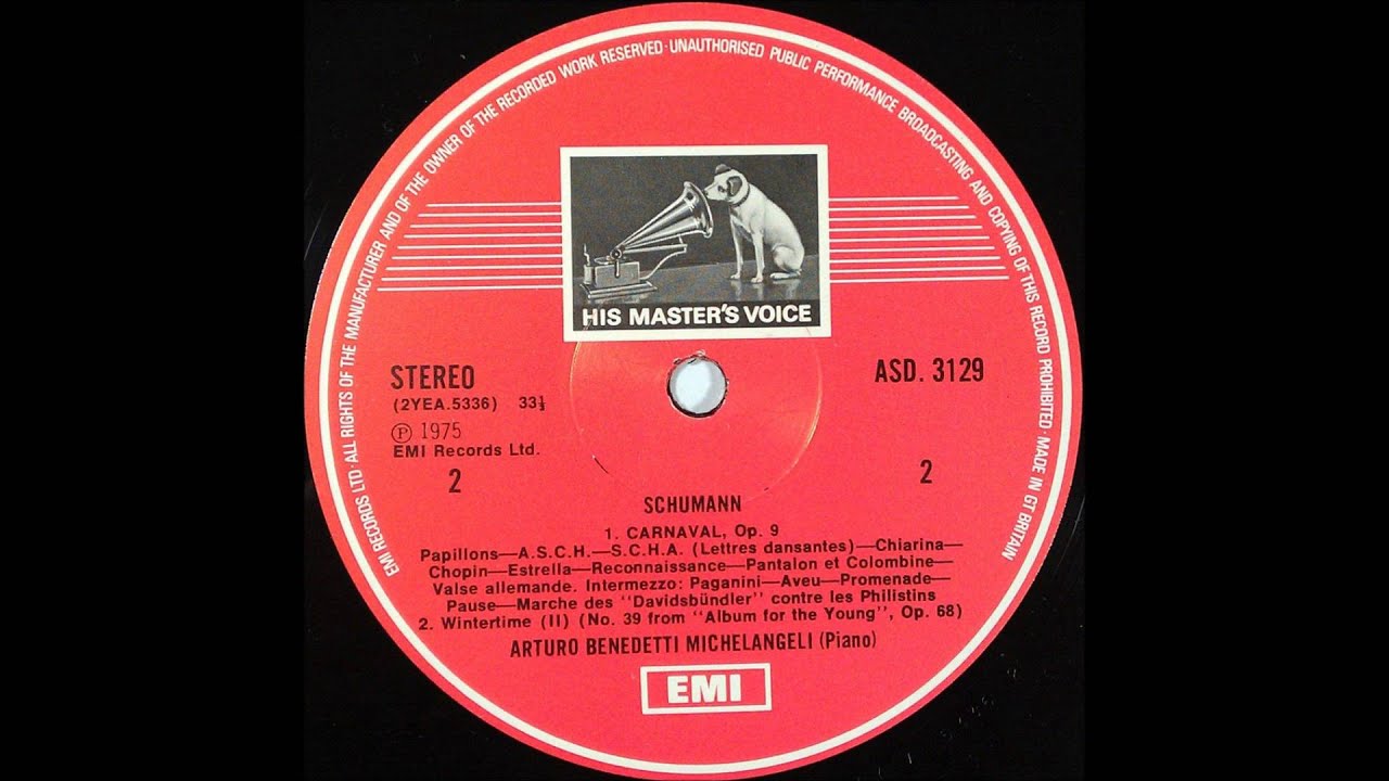 schumann, Op 68 and Op 9, side 2, Michelangeli, Arturo Benedetti , Piano
