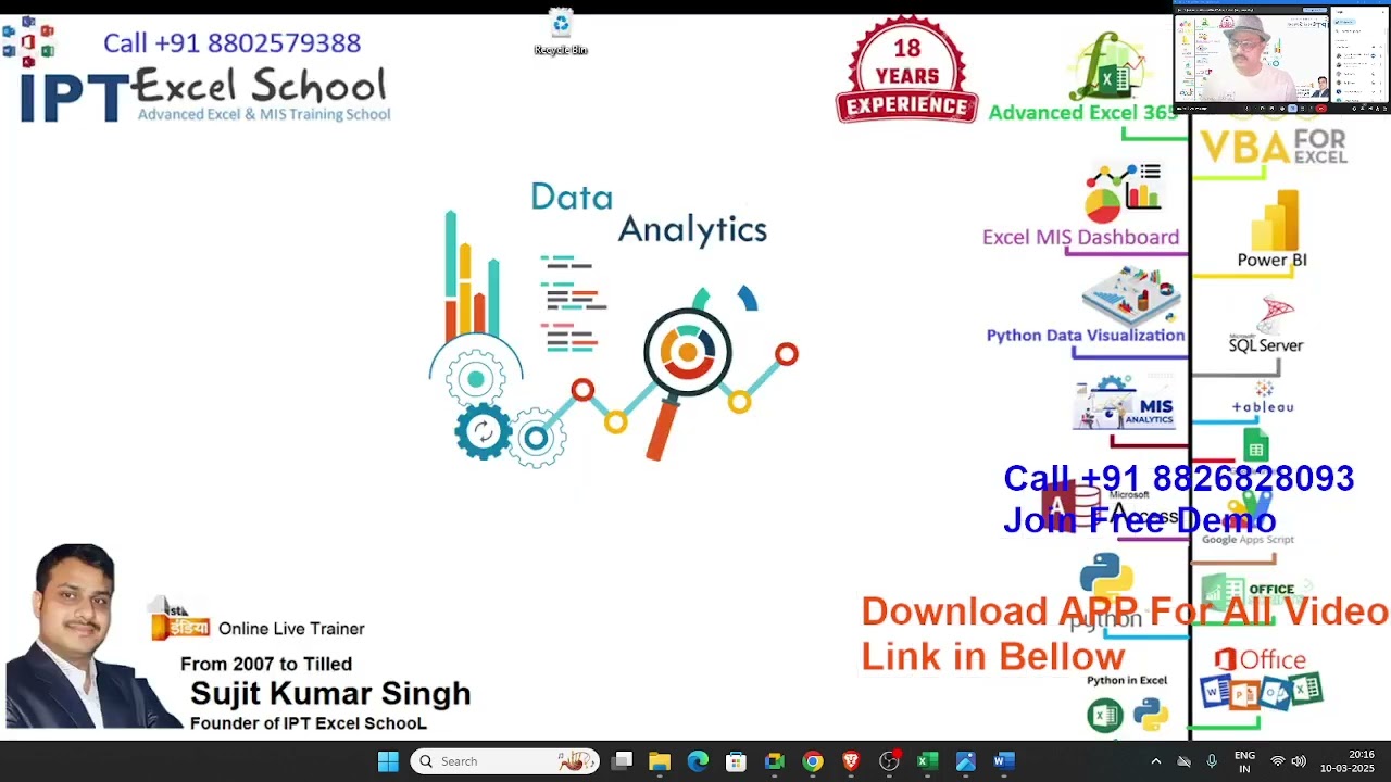 Day -1 Data Analysis Batch 8PM Monday to Friday in Hindi