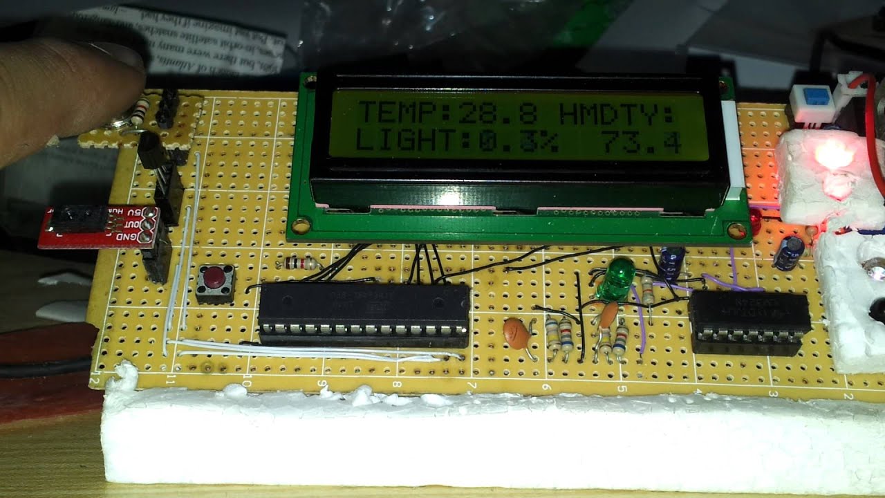 Displaying physical parameters(light brightness,temperature,humidity) on LCD using avr atmega8