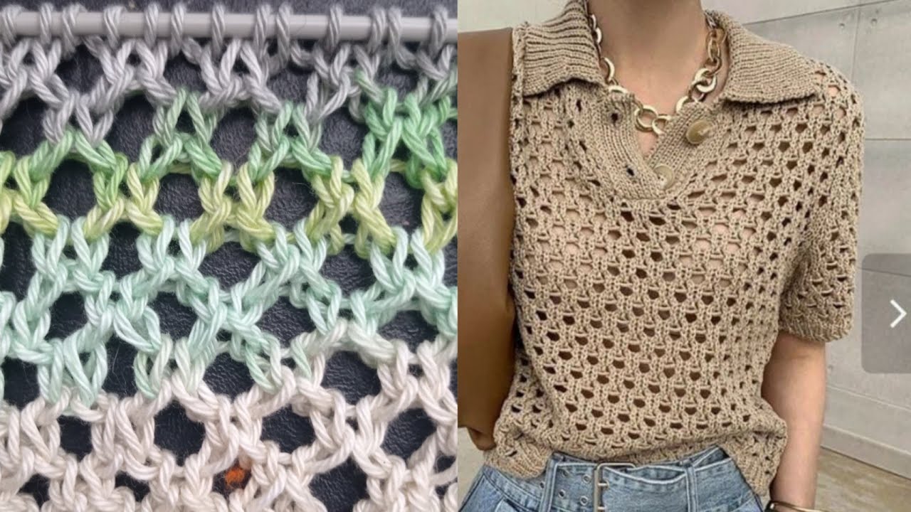 puntada fácil calada a dos agujas - openwork knit stitch
