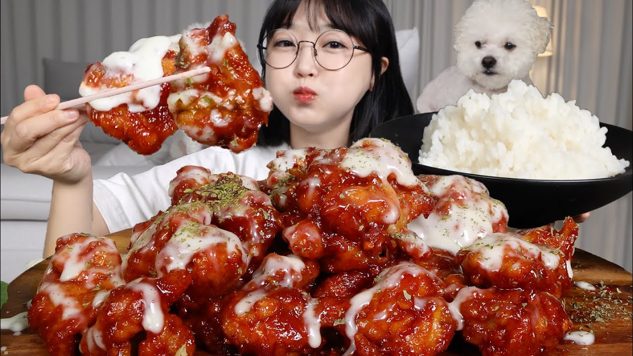 Домашняя корейская курица в соусе с рисом 🍗🍚Mukbang ASMR