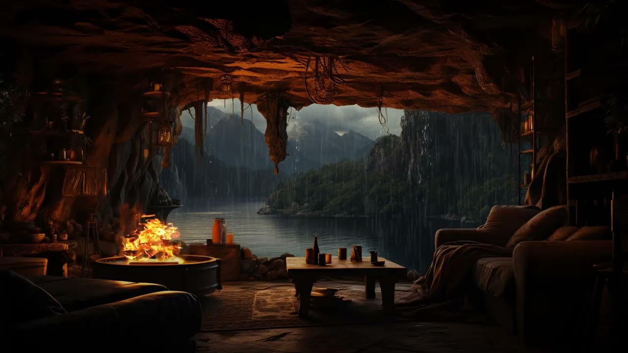 🌲🌧️Quiet Cave Rainfall | Peaceful Forest Night · 3 Hours | Calm Relax Focus Study Meditation Healing