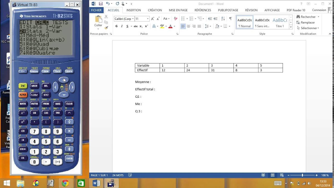 Tuto Ti 82 stats statistiques seconde