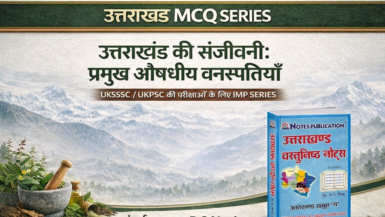 B S Negi McQ Series | उत्तराखंड की प्रमुख औषधीय वनस्पति | IMPORTANT PYq Series | UKPSC | UKSSSC 