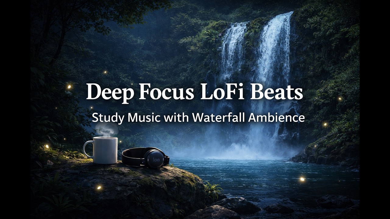Focus Music for Studying – Stay Focused for Hours (LoFi Beats + Waterfall Ambience)