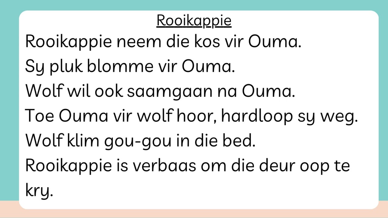 Teaching Afrikaans 2.10 | Little Red Riding Hood | CAPS Grade 2 Afrikaans FAL