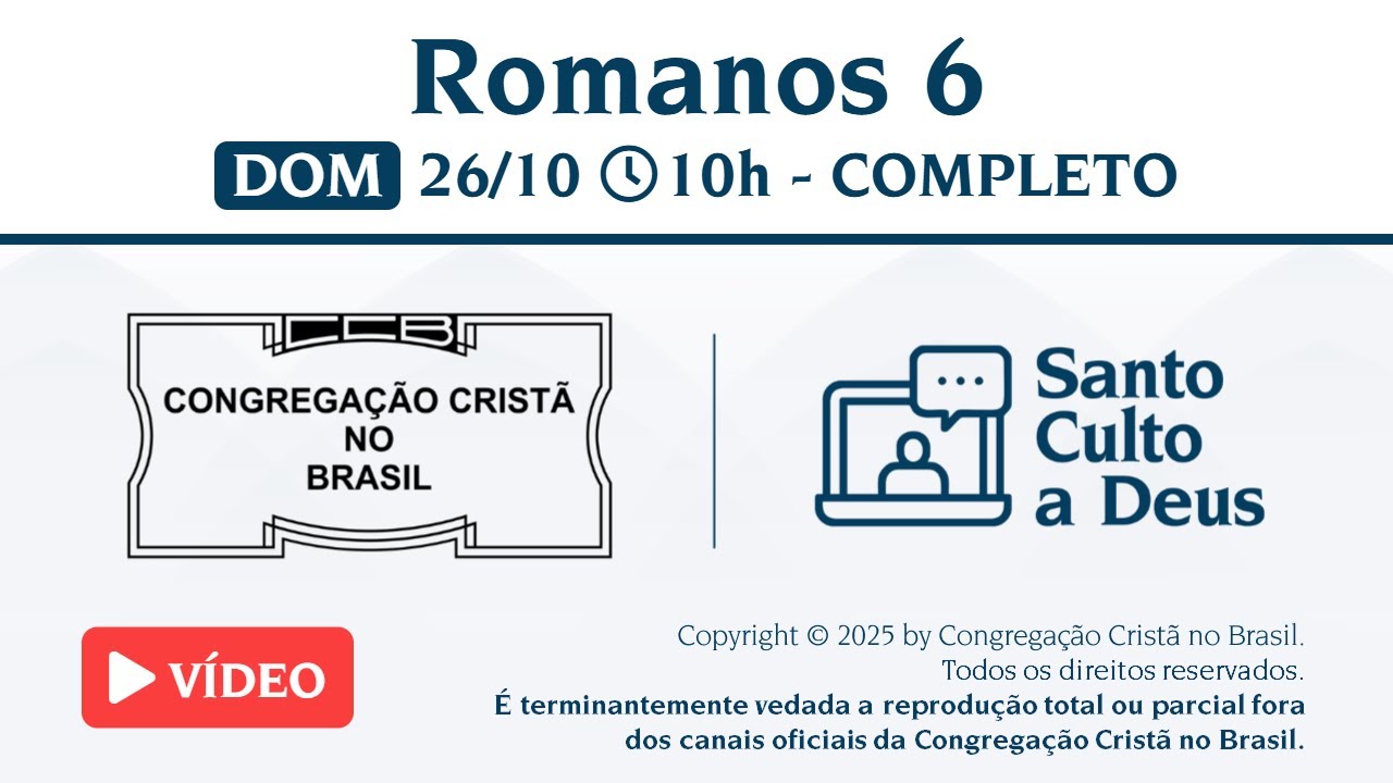 Santo Culto a Deus (Vídeo) – DOM - 26/10/2025 
