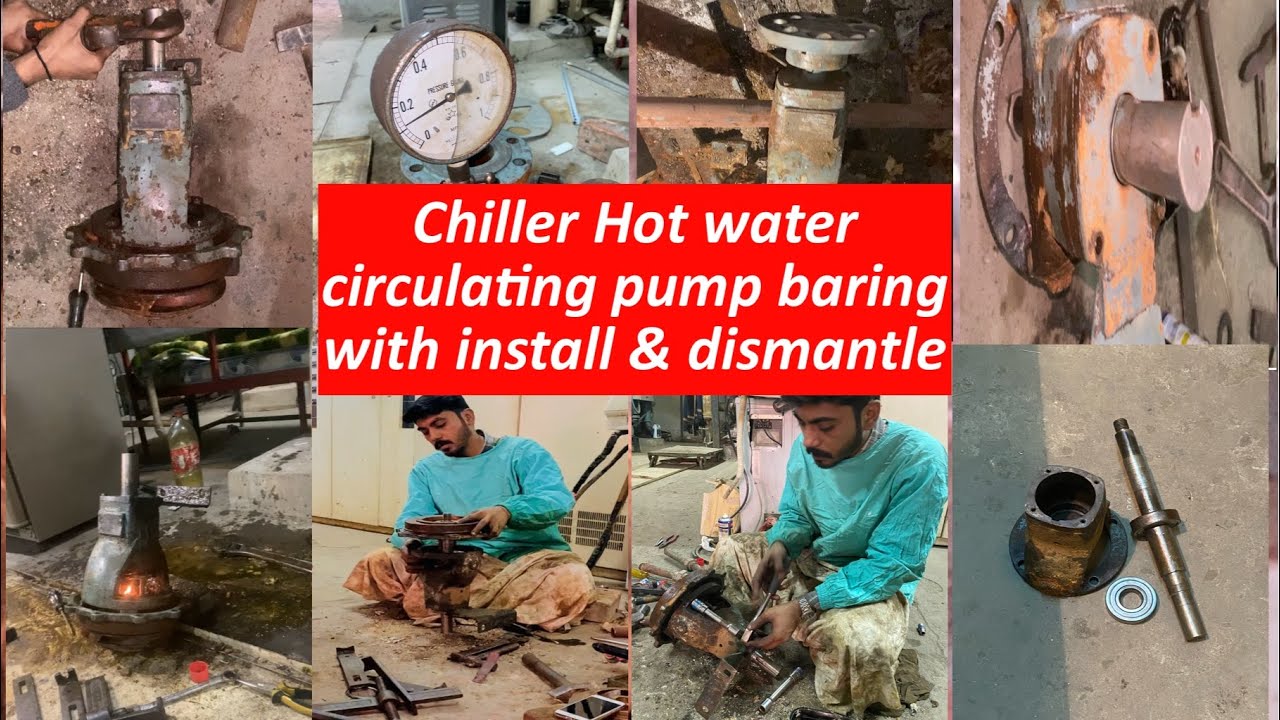 Chiller hot water 💦 circulation pumps Dismantling & installation with barank change #hvac #seal #