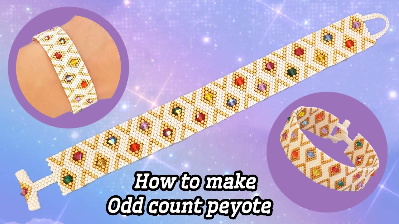 How to make odd count peyote stitch/Colorful crystal bracelet/Handmade bracelet tutorial