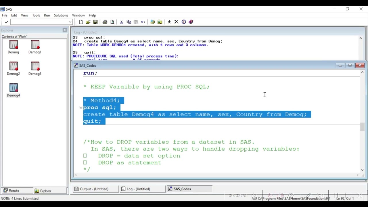 How to keep variables In SAS and R Programming