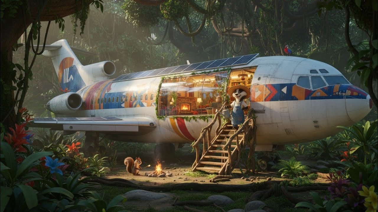 I Turned an Abandoned Airplane into a Dream Home! 🛩️🏡 - 3d Cartoon Style 