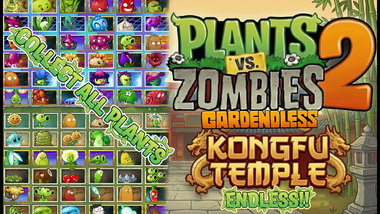 [PART 2] Collect Every EXISTING PLANTS in ALMANAC (Kongfu Temple Endless) | PvZ2 Gardenless