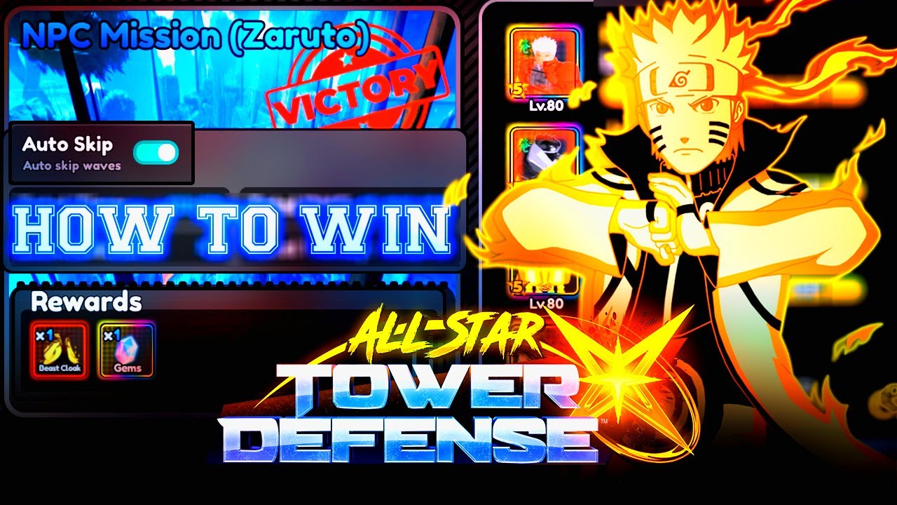 Как выиграть Naruto NPC 3 в All Star Tower Defense X Roblox Zaruto Mission
