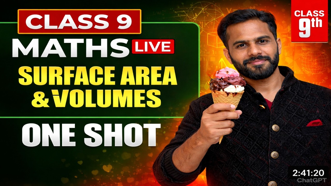 Class 9 Maths LIVE 🔴 | Surface Areas & Volumes Full Chapter | Important Questions + Concepts