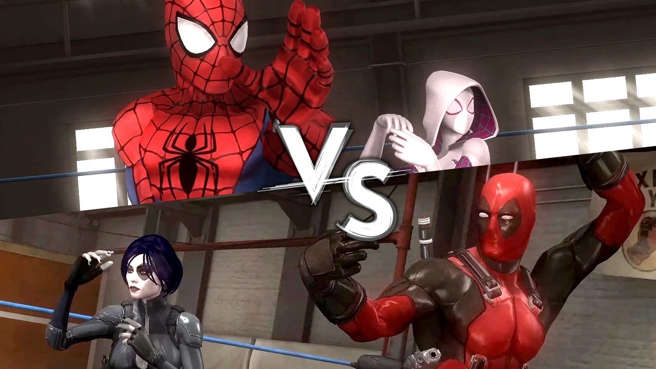 Spiderman & Spider-Gwen vs. Deadpool & Domino ★ Dead Or Alive 5 CPU vs. CPU 【DOA5 Marvel Mods】