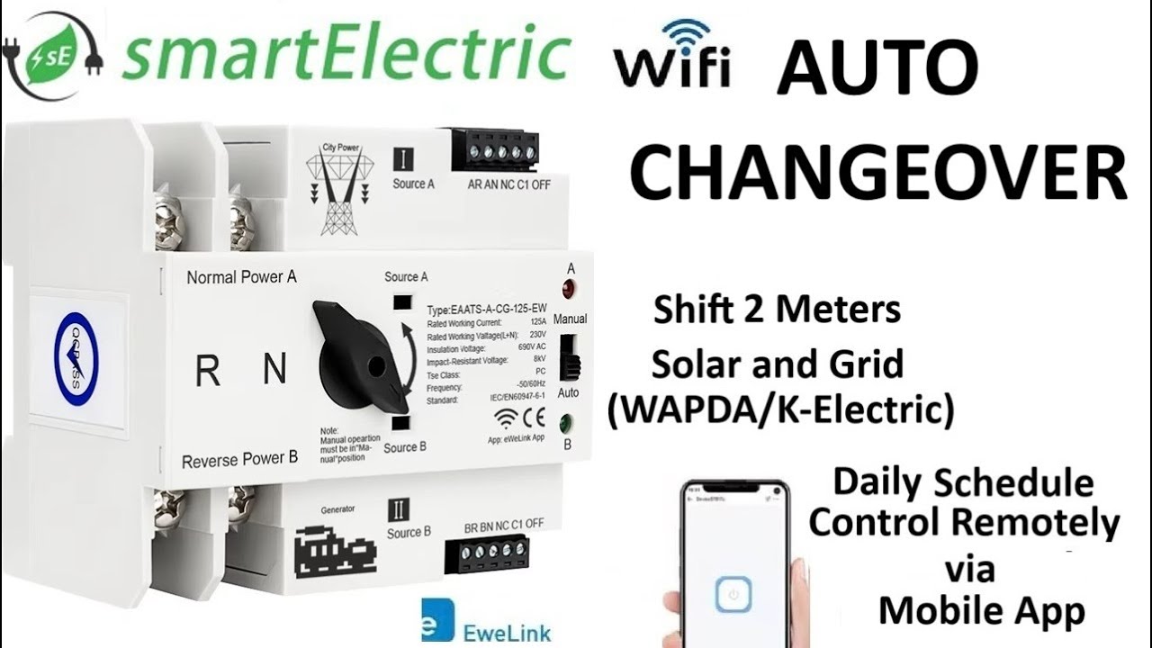 Smart WiFi Automatic Transfer Switch ATS Changeover, Mobile App Smart Timer, Switch Solar & Grid IOT