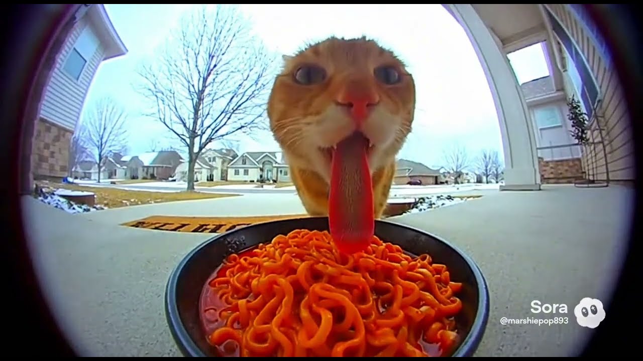 Animals reacting to spicy noodles caught on Ring camera… Funny CCTV Compilation 
