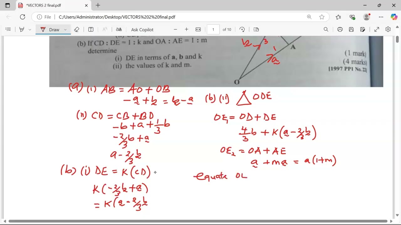 Vectors K c s e 1997 pp1 No 22