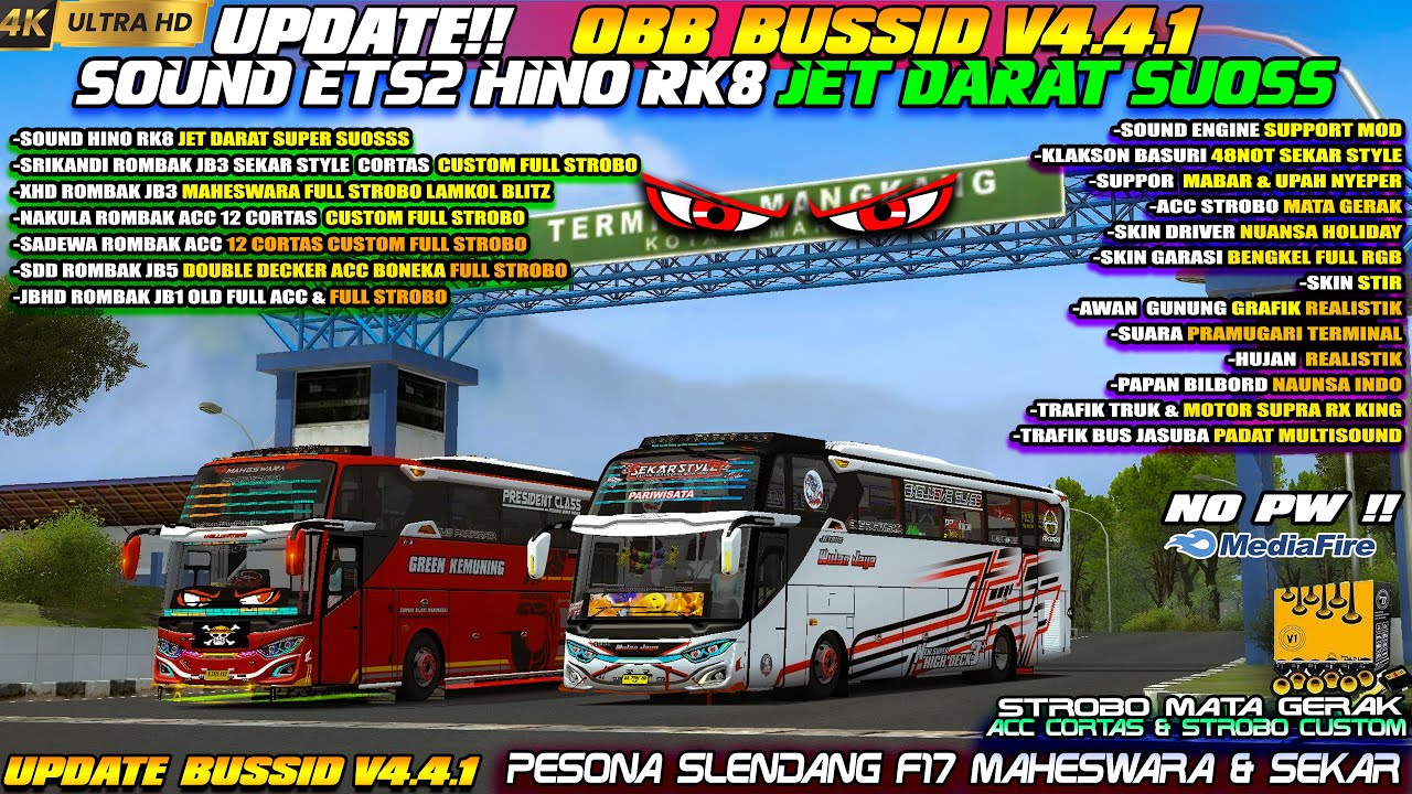 UPDATE BUSSID V4.4.1 !! OBB BUSSID V4.4.1 TERBARU SOUND HINO RK8 JET DARAT SUOSS GRAFIK ETS2 HD 4K
