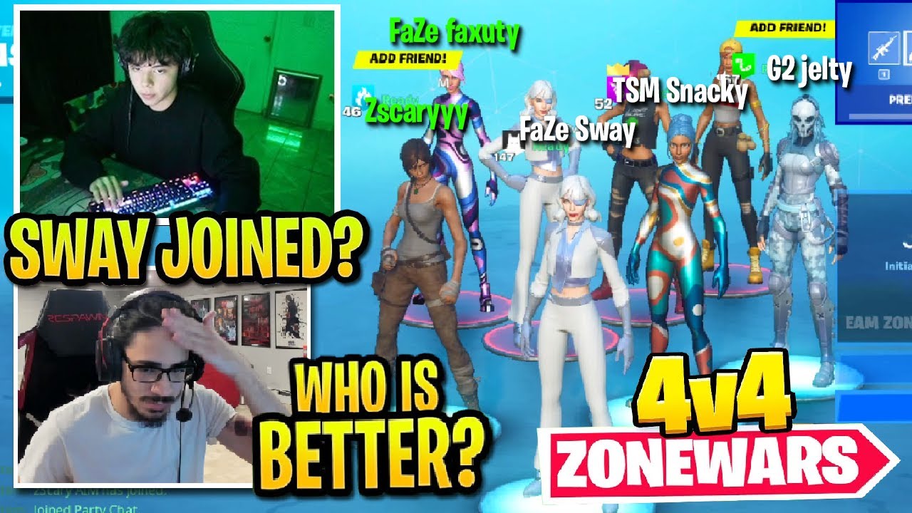 FaZe Sway, TSM Snacky, G2 Jelty VS Zscary,  FaZe Faxuty & More (INSAE 4V4 ZONE WARS)