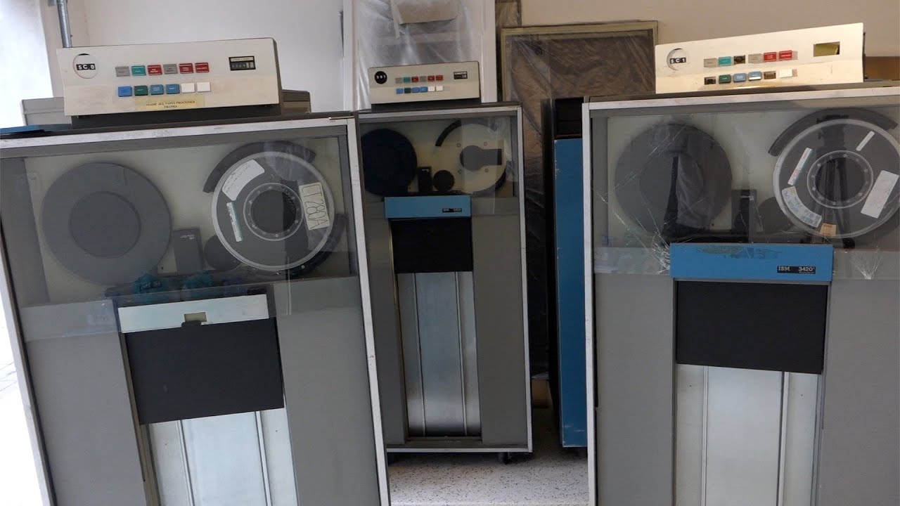 IBM 3420 9-track tape drives arrrive for restoration. 800 lbs each!