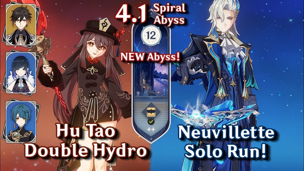 C0 Neuvillette Solo & C0 Hutao Double Hydro | Spiral Abyss 4.1 - Floor 12 9 Stars | Genshin Impact