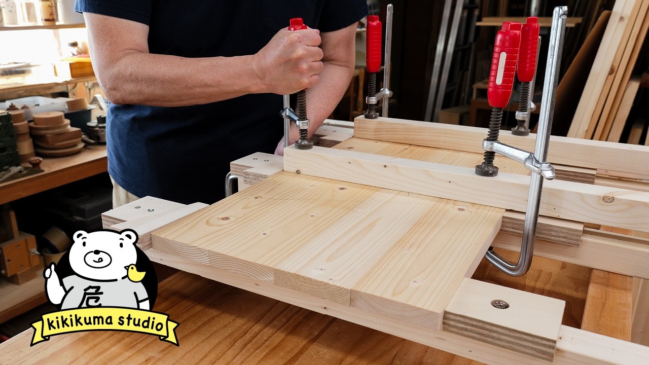 Making a Edge Gluing Board with a Homemade Bar Clamp | 4tips and trick to know (subtitled)