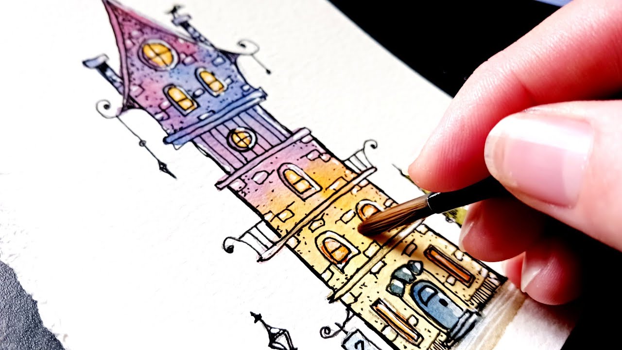 Multilevel House | Step-by-Step Watercolor Tutorial