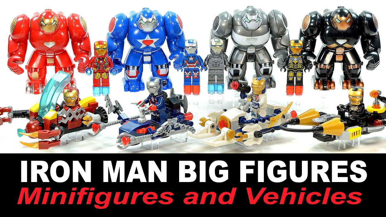 Iron Man Big Figures Suit of Armor & Minifigures plus Vehicles Unofficial LEGO Knockoff Set