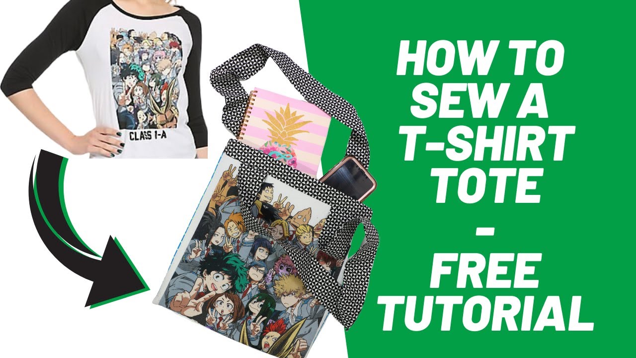 How to Sew a T-Shirt Tote bag - Upcycle a T-Shirt - Beginner Sewing Project - T-Shirt Tote tutorial