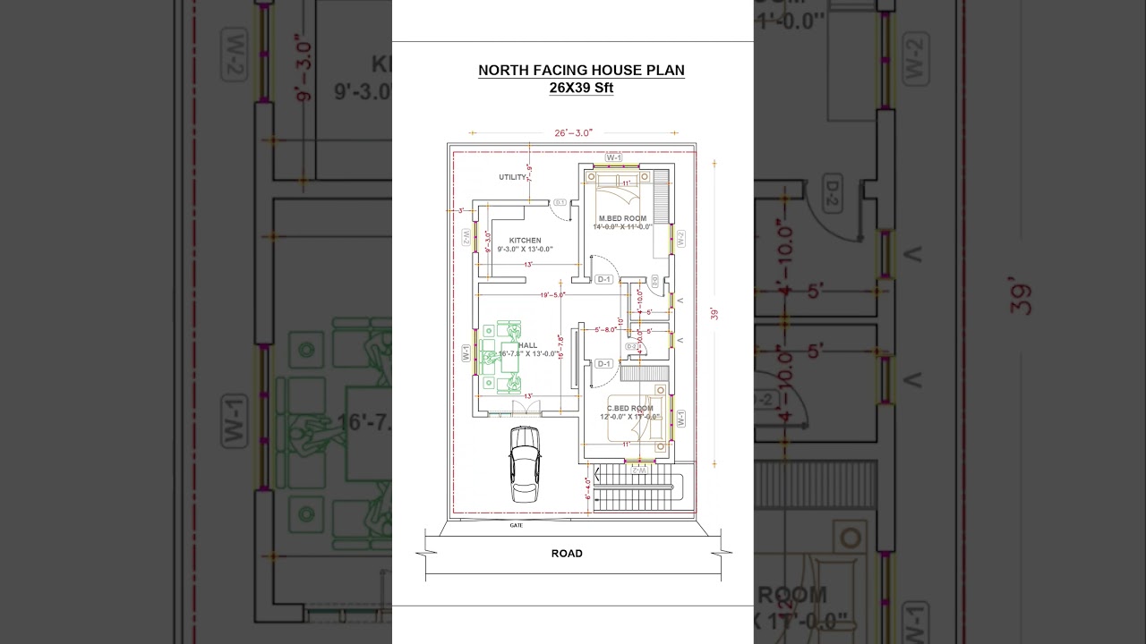 26X39 Sft North facing house plan as per vastu #house #houseplan #video #viralvideo