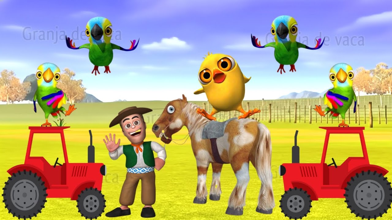 El Pollito pío 3d - el Toro y el Tractor de la Granja -el Pollito y el Tractor de la Granja