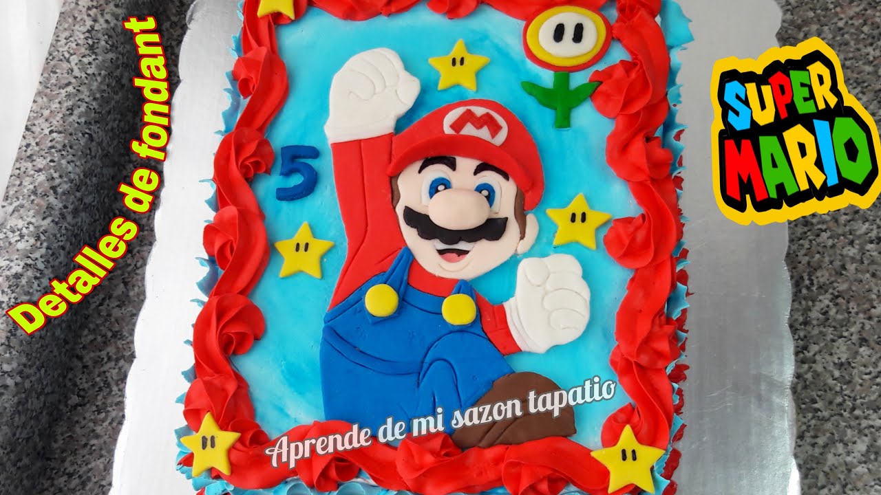 pastel de Mario Bros en chantilly con detalles de fondant / Mario Bros cake