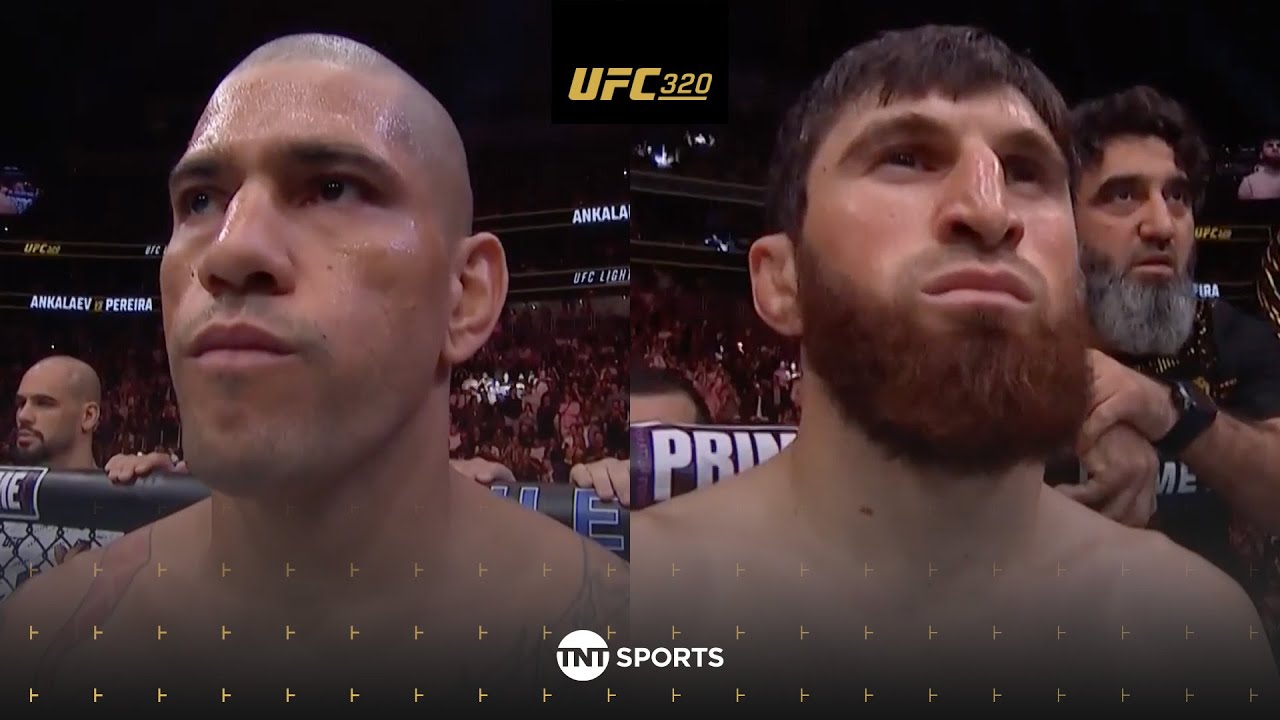 GOOSEBUMPS! Alex Pereira & Magomed Ankalaev staredown across the Octagon at #UFC320 🥶👀