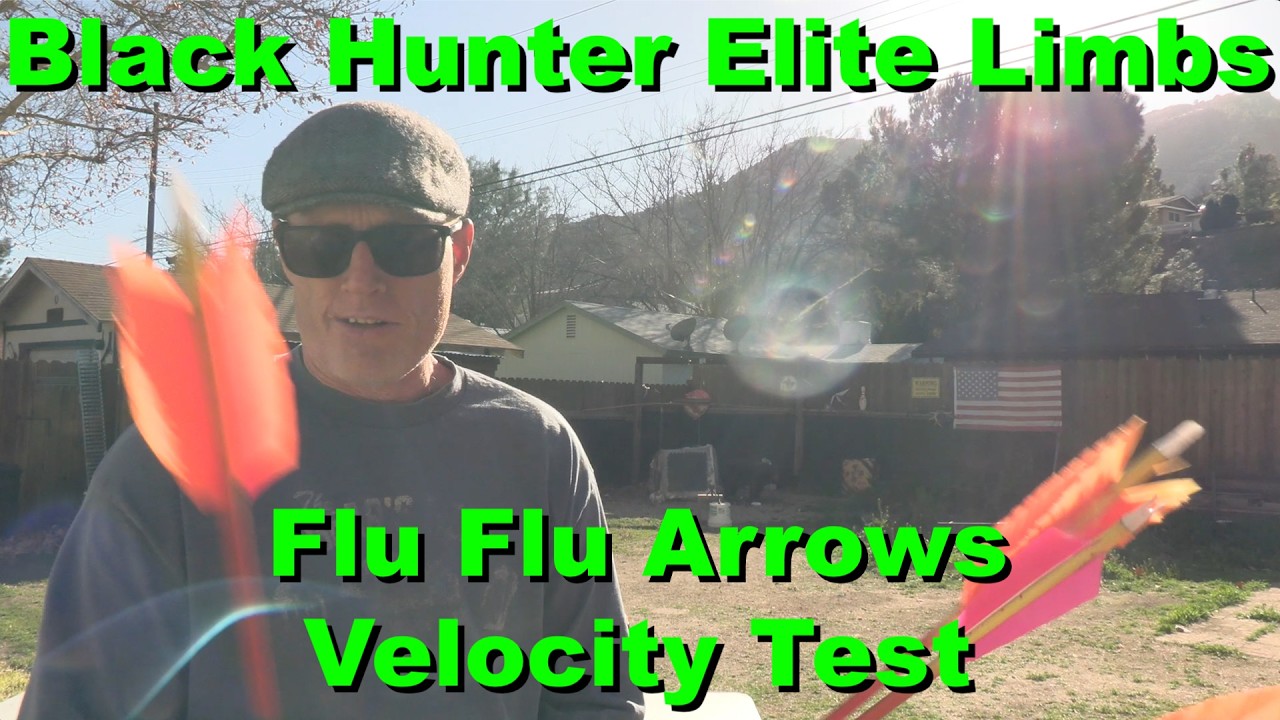Black Hunter Elite Limbs Velocity Test w/Flu Flu Arrows From Shot to Impact - How Much Speed is Lost