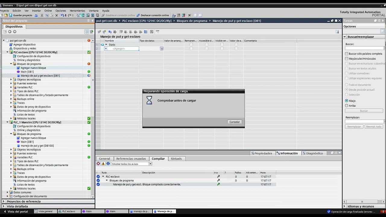 Put y get Utilizando  DB de datos  en TIA Portal con S7 1200