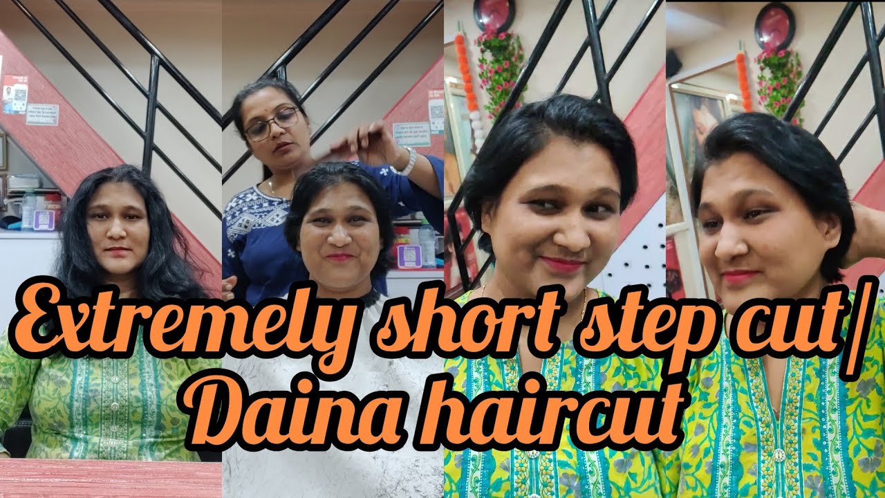 Hair fall ki vajah se  ma'am ko, extremely short haircut karana pada/short step cut /Daina haircut 💇