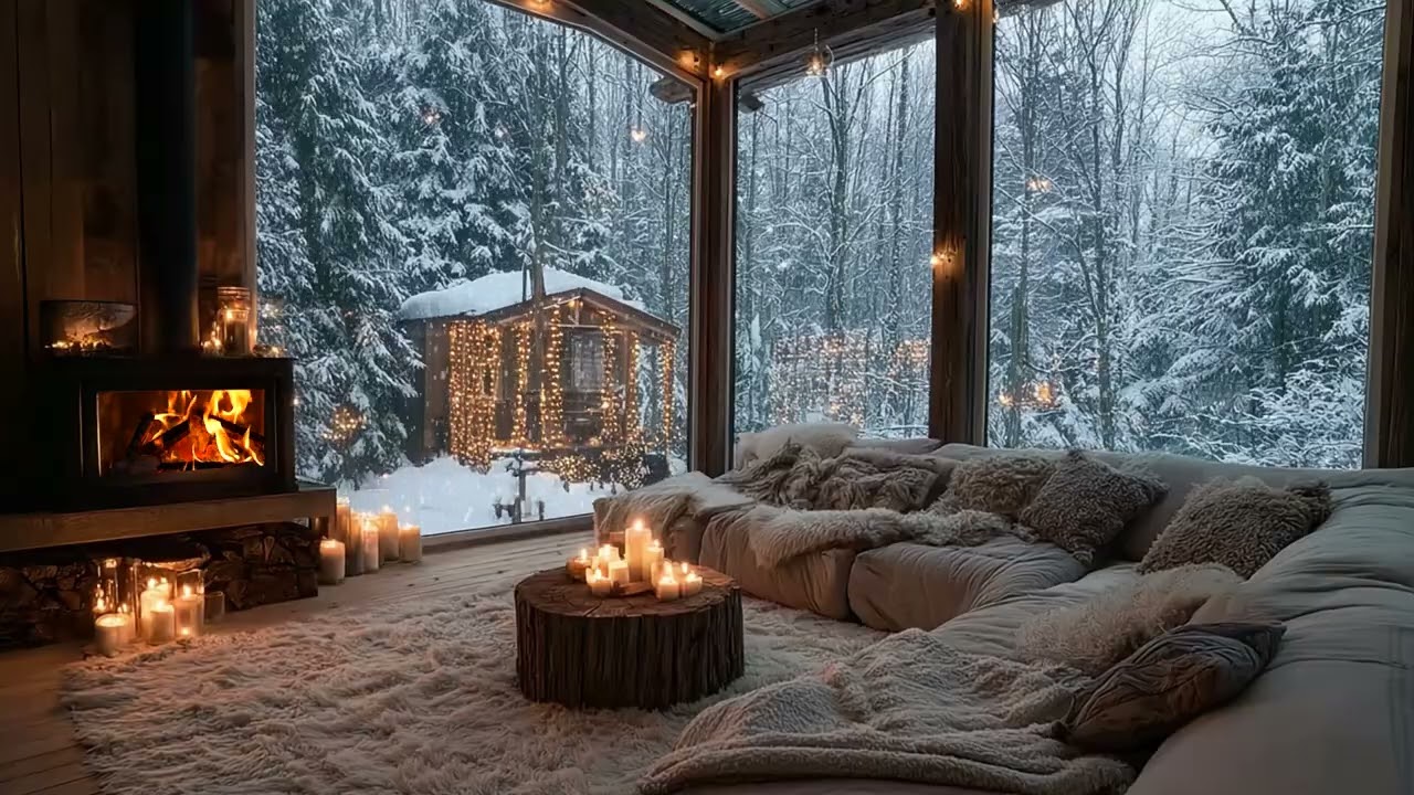 Winter Piano Under Falling Snow ❄️ Candlelit Ambience for Focused Calm and Clarity