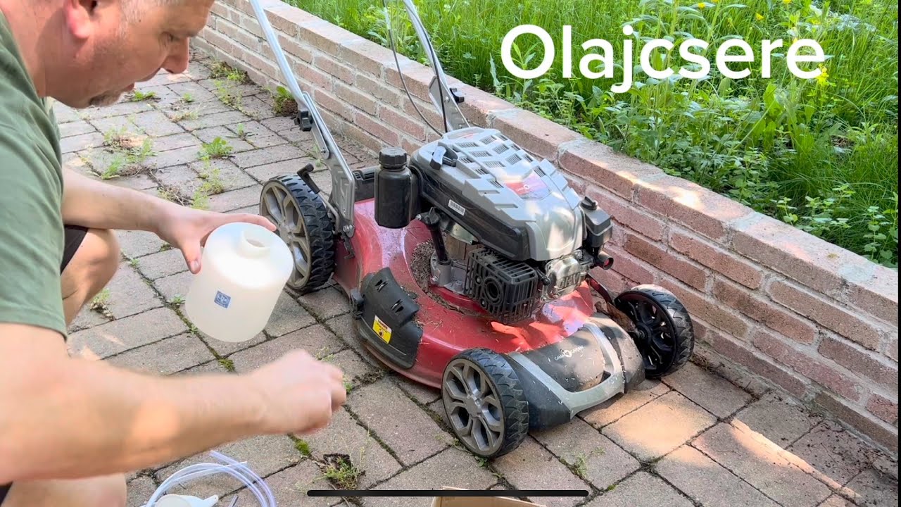 Olajcsere Gama Garden fűnyíró. Tavaszi első indítás