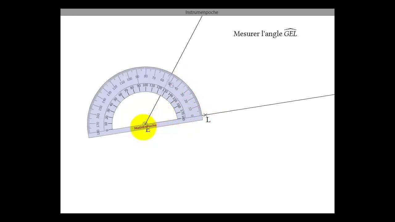 Utilisation du rapporteur pour mesurer un angle.
