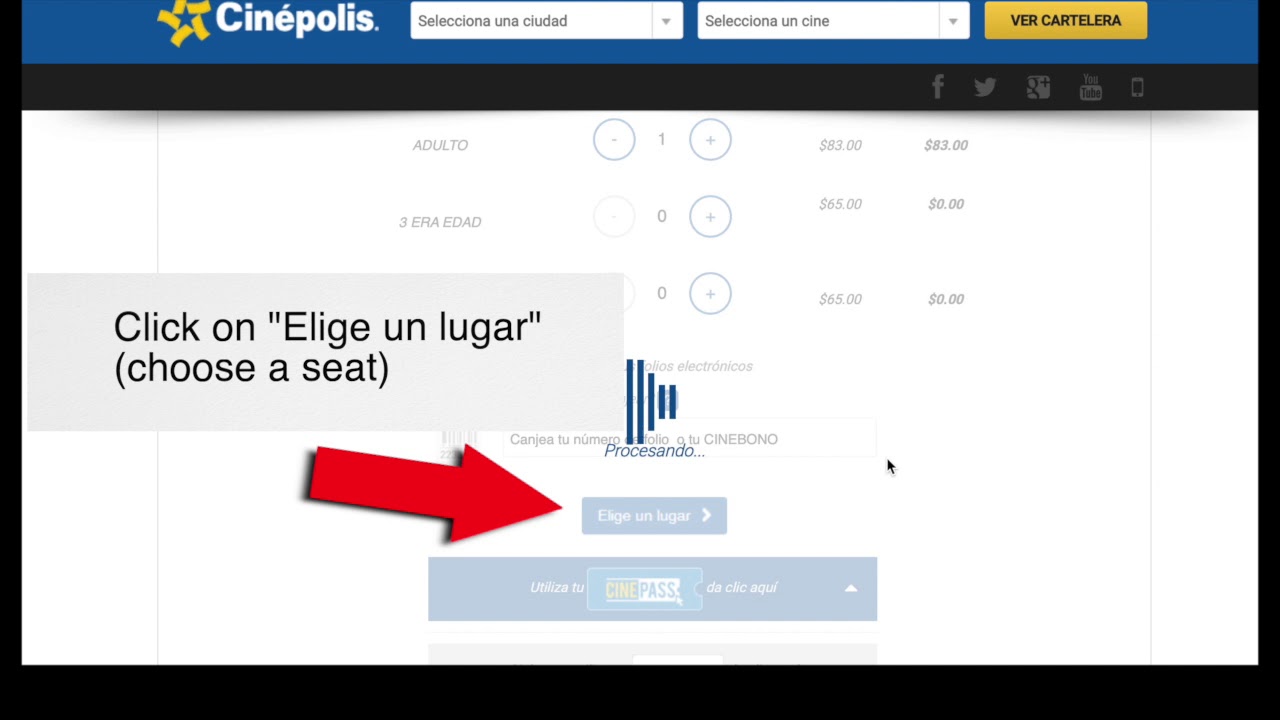 Cinepolis booking tickets tutorial