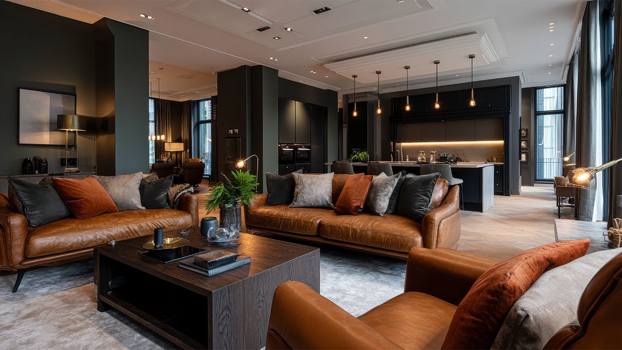 Modern Living Room Design Featuring Rich Moody Palettes and Earth Tones