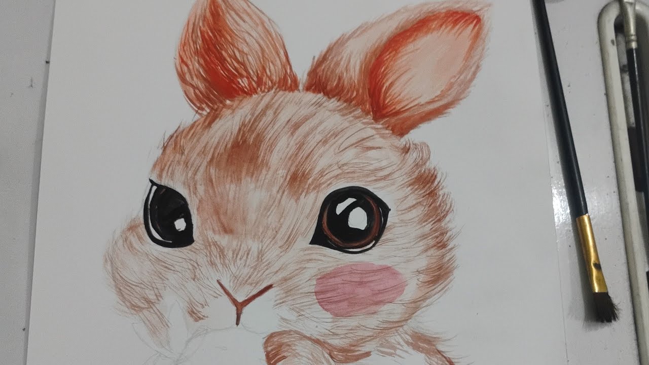 Easy for beginners step by step painting 🐇🐇🐇Cute rabbit painting using Poster colour