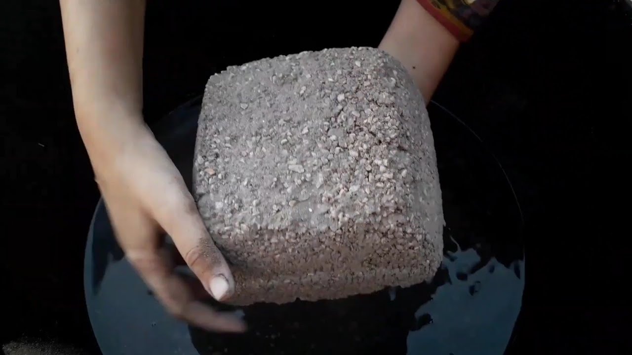 White grainy sand bowl's 📸🌧️ Crumbling in water+paste play sleepy mouthwatering video 🤤💦