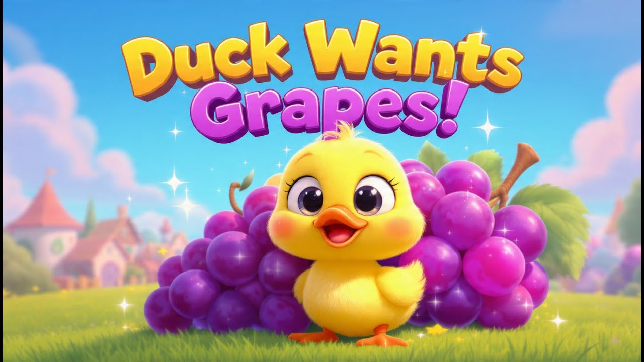 Duck Wants Grapes Song for Kids | Cute Duck Story, Nursery Rhyme & Animation